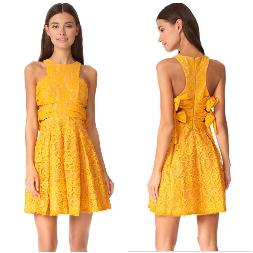 Three Floor Floral Waves Dress Saffron Lace 2
